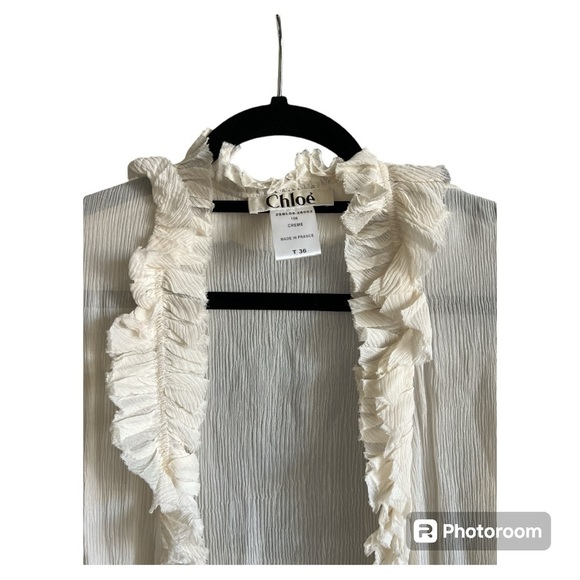 Chloé early 2000s Cream Silk sheer ruffled bolero size Small - Picture 2 of 5